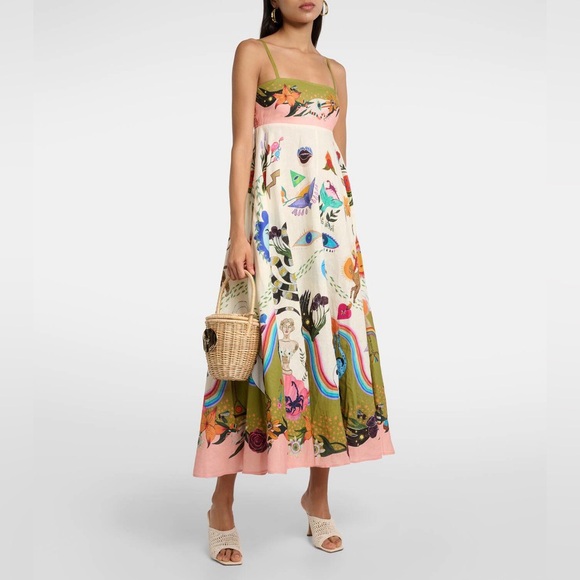 Alemais Evergreen printed maxi linen sundress, XS 2 - Picture 2 of 7